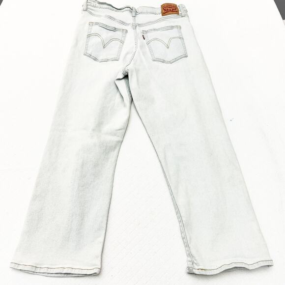 Levi's Ribcage Straight Ankle Light Wash Button Fly Ripped Denim Jeans Size 32 - Picture 3 of 8